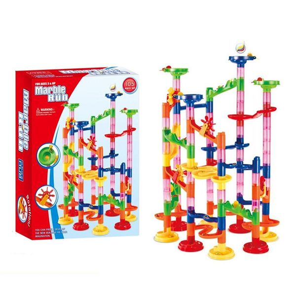 

105 pcs/box children model building kits diy toys construction marble race run maze balls pipeline type track blocks educational t223s