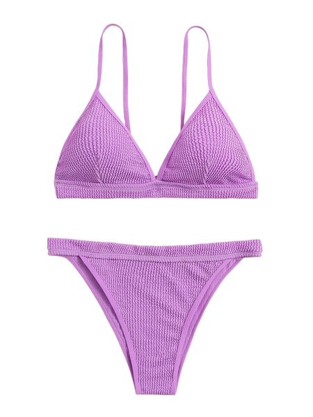 

plain textured triangle bikini swimsuit p8vz#, White;black