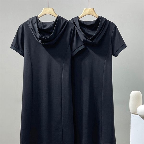 

years women's beaded hooded dress versatile commuting, Black;gray