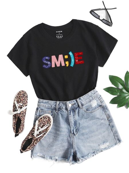 

letter graphic round neck tee o7yw#, White