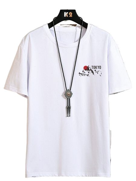 

romwe guys letter mountain graphic tee z02t#, White;black