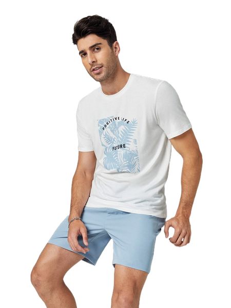 

men letter graphic tee & shorts v28w#, Gray