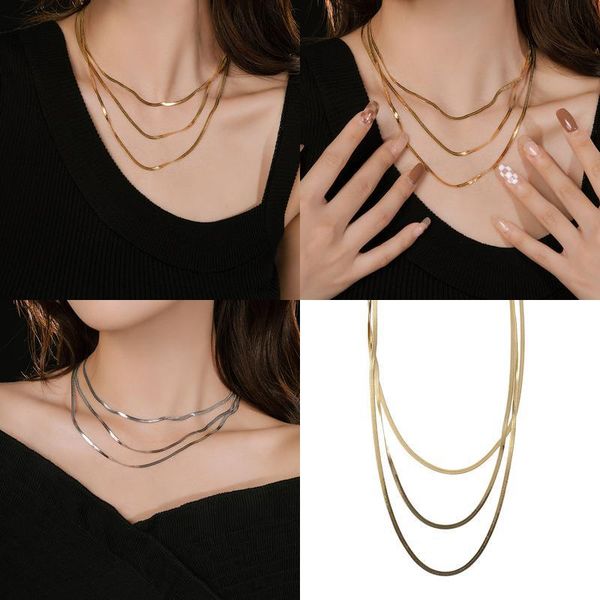 

elegant clavicle chain pendant necklaces light luxury wind sparkling fashion ol mti-layer necklace female minimally faded accessories jllese, Silver