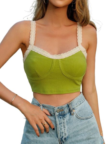 

lace trim crop tank t4bk#, White