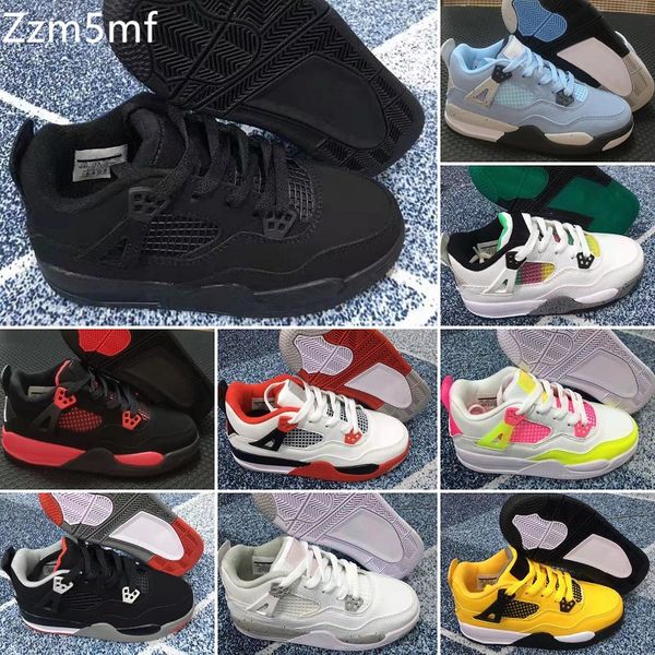

2022 athletic kids shoes 4s store kids basketball sneakers low price baby girls boys love size 28-35, Black