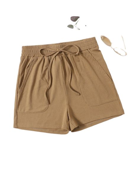 

solid knot front shorts 99hc#, White;black