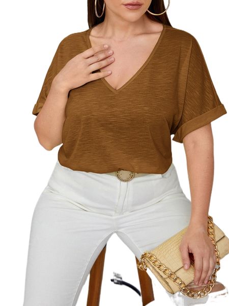 

plus slub knit cuffed dolman sleeve tee 03fz#, Black