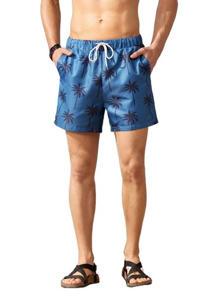 

men coconut tree print drawstring waist shorts w9fm#, White;black