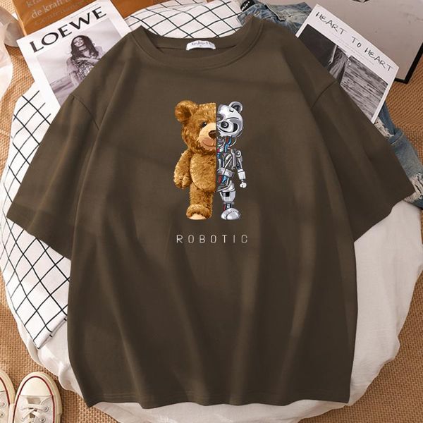 T-shirt da uomo Simpatico orso di peluche Robot stampato T-shirt da uomo Street Fashion Abbigliamento Hip Sweet Cool Top Summer Men T-ShirtsMen's M