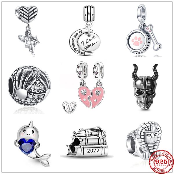 925 Silber Fit Pandora Charm 925 Armband Silber Teufel Schädel Charms Set Anhänger DIY Feine Perlen Schmuck