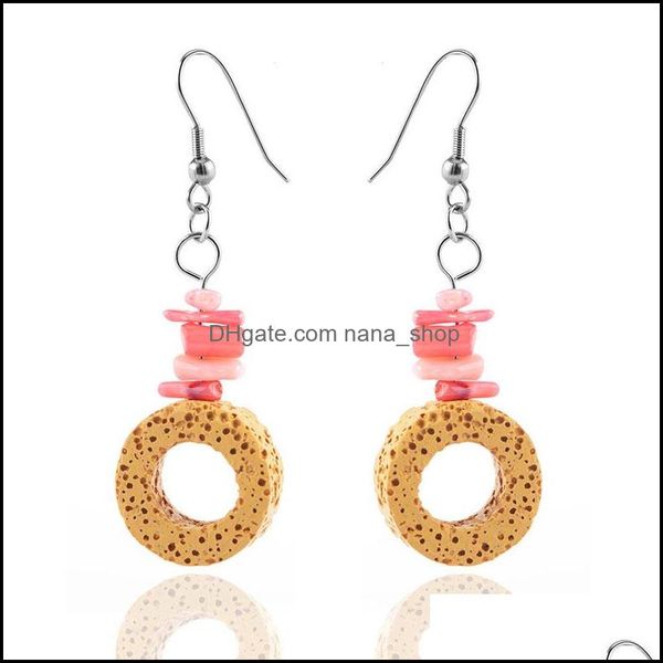 

dangle chandelier earrings jewelry creative volcanic rock women national fashion accessories versatile ladies retro lava lovers gifts whol, Silver