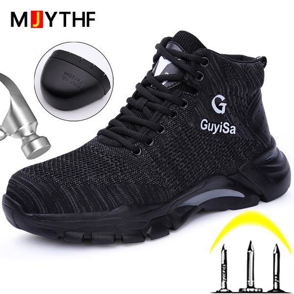 

work sneakers men boots steel toe shoes work boots safety shoes men puncture-proof protective industrial shoes light safty, Red;white