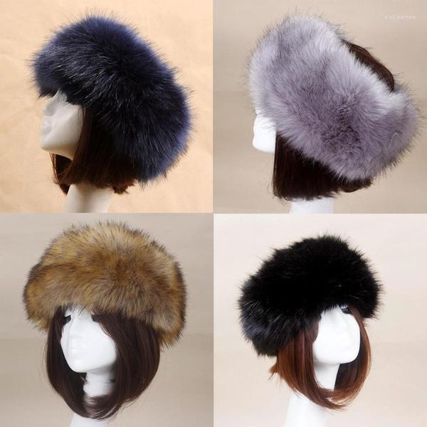 Beanie/Kafatası Kapakları Kadınlar İçin Sıcak Kalın Beanies Kabarık Moda Rusya Sahte Kürk Şapka Winterbeanie/Kafatası Elob22