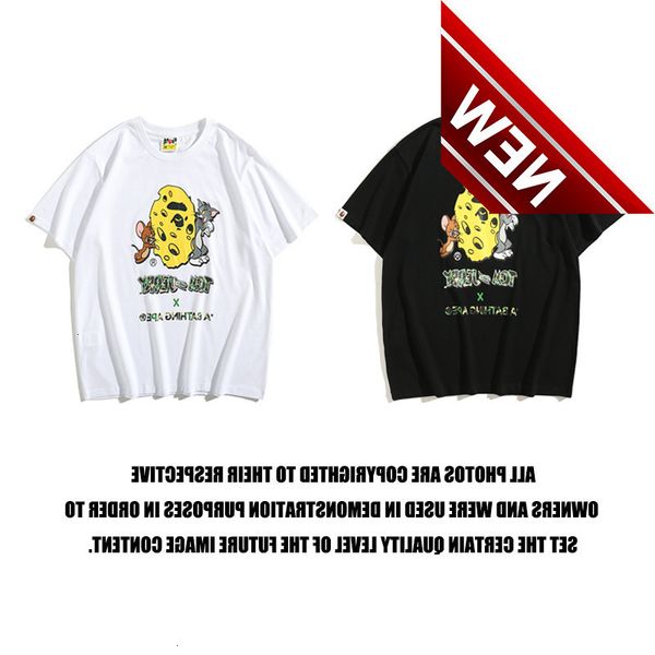 

trendy bap ape head tom and jerry cheese t-shirt short sleeve cotton men's women's same style spring summer, White;black
