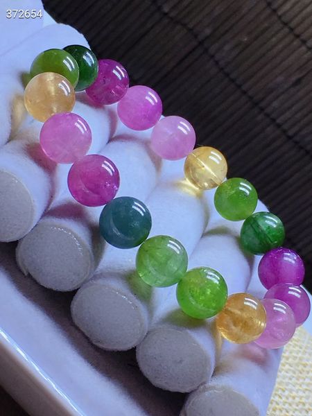 

natural colorful tourmaline clear round beads bracelet 10.5mm red green tourmaline women men crystal jewelry aaaaaaa, Silver