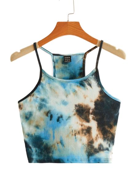 

tie dye rib-knit cami b3yz#, White