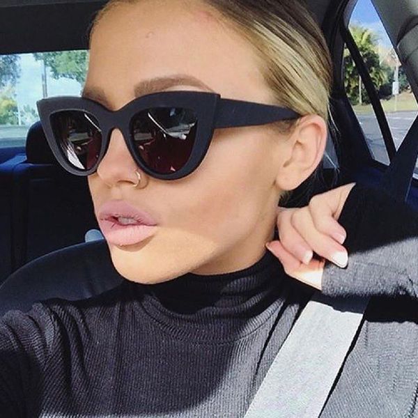 

lady woman man cat-eye sunglasses anti-blue light uv400 sunglass dazzling female trendy personality glasses, White;black
