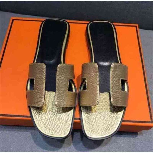 

luxury h sllipper slippers heme women designer h fashion leather oran cloth izmir woman slip footwear beach bracelet ladies flat, Black