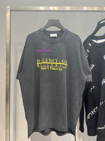 

men t-shirts balencaigass 2022 paris b home high version printing regular weaving regular dyeing irregular tailoring before and after men&#0, White;black
