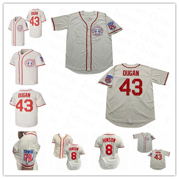 

43 jimmy dugan 8 dottie hinson jersey city of rockford peaches a league of their own man women youth movie baseball shirts stitched, Blue;black
