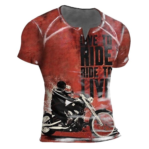 

men's henley shirt tee t shirt 3d print graphic motorcycle plus size henley casual daily button-down print short sleeve casual retro d, White;black