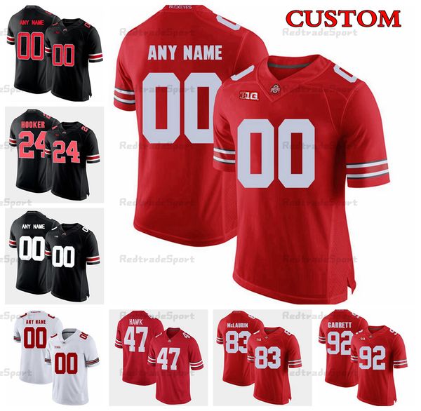 Custom Ohio State Buckeyes College Futebol Jerseys 47 AJ Hawk 92 Haskell Garrett 83 Terry Mclaurin 32 Jack Tatum 63 Bennett 24 Malik Hooker 71 Corey Linsley 23 James