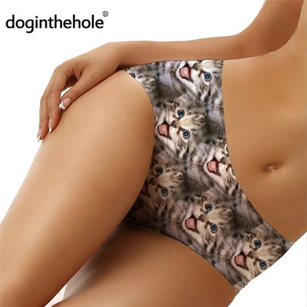 

trend lingerie women cute animal pet cat printed casual breathable female panties seamless ladies underwear 220705, Black;pink