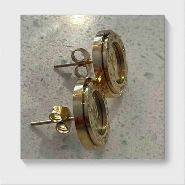 

20 design mix 316l steel hip hop diamond stud earings 18k gold rose earrings for women party wedding hoop wholesale, Golden;silver