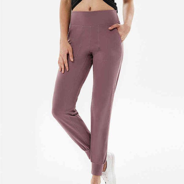 

womens yoga pants sport joggers high waist drawstring fitness running sweatpants with two side pocket style, Black