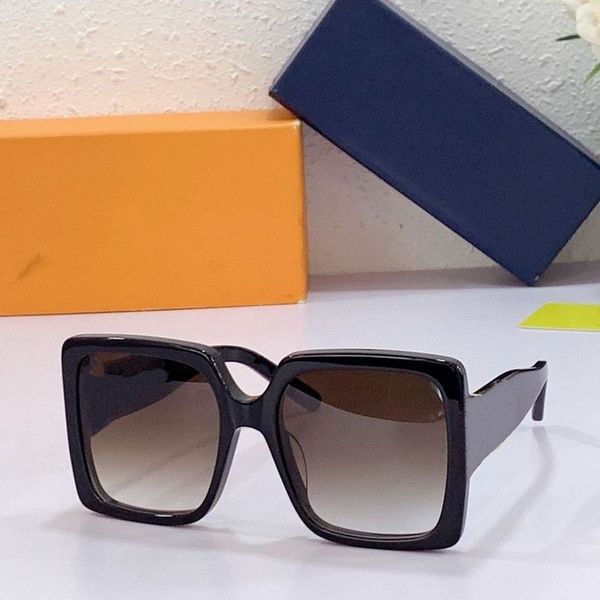 

2022 women men sunglasses black width plank frame light brown gradient color square big lenses available with box, White;black