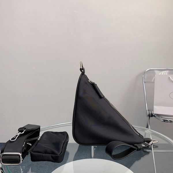 

triangle hobo 3pcs shoulder crossbody bags with coin purses strap trio vintage black nylon designer luxury handbags milano fashion pot3