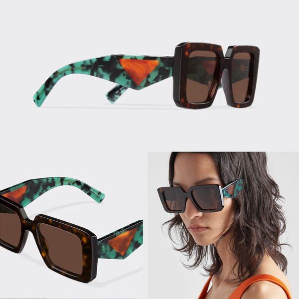 Símbolo óculos de sol designer verde turquesa verão acetato quadro preto óculos de sol luxo para mulheres praia retro grande quadrado quadro completo moda óculos homens spr23y