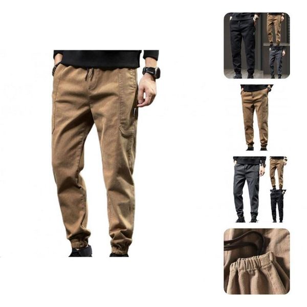 

men's pants men's pants spring trendy casual cargo pockets young style men trousers, Black