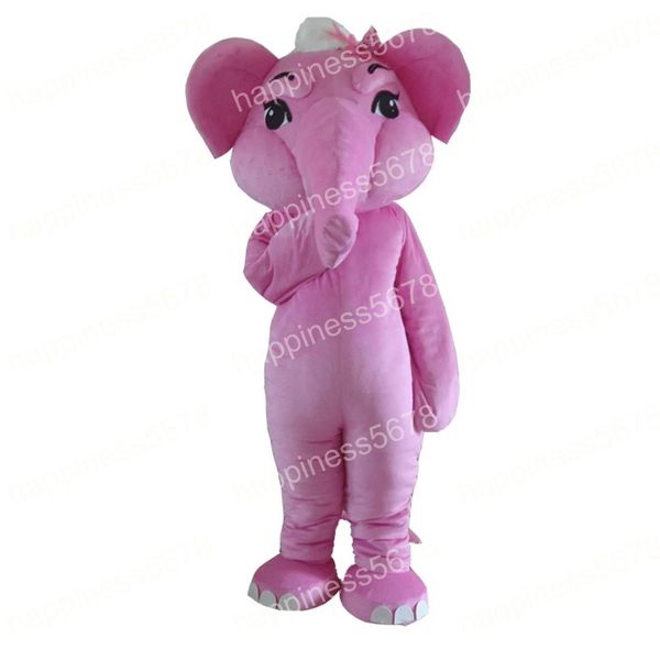 Costumes de mascotte d'éléphant rose de simulation de haute qualité, tenue de personnage de dessin animé, costume d'Halloween, taille adulte, fête d'anniversaire, robe de festival en plein air