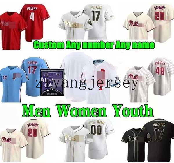 

New Men Women Bryce kids 2022 Baseball Jerseys Darren Daulton Harper Maikel Franco Rhys Hoskins Aaron Nola Mitch Schmidt Stitch jersey