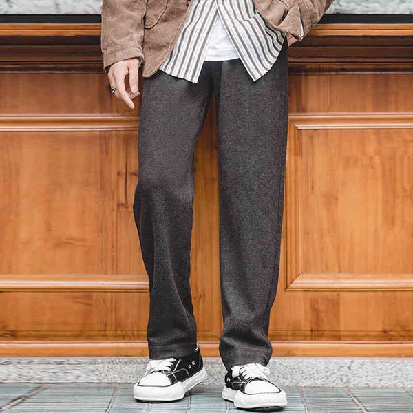 

men's pants madden tooling gray thick elastic smart pants middle waist casual wide leg long men's autumn and winter rnjb, Black