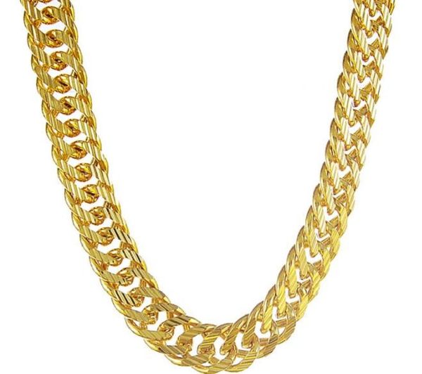 

18k gold plated chains men's 8mm plated side necklace 53cm, Silver