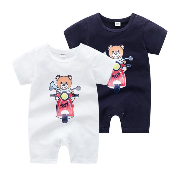 

baby rompers summer newborn girl boys short sleeve jumpsuit baby clothes new born items bodysuit for newborns print crewneck, Blue