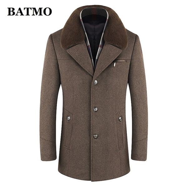 

batmo arrival winter wool trench coat menmen's casual winter wool coat plus-size m-6xl 1659 201222, Black