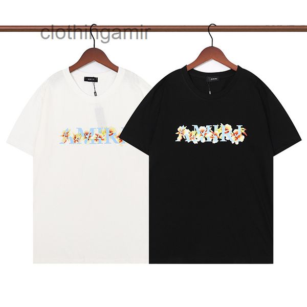

designer amirss t shirt 2022 mens fashion fashion brand short sleeved floral print t-shirt high street casual versatile couple half man ltuc, White;black