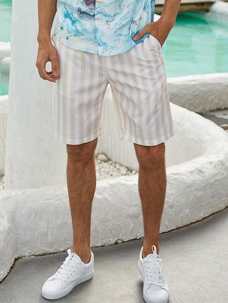 

men striped print shorts v4w6#, White;black
