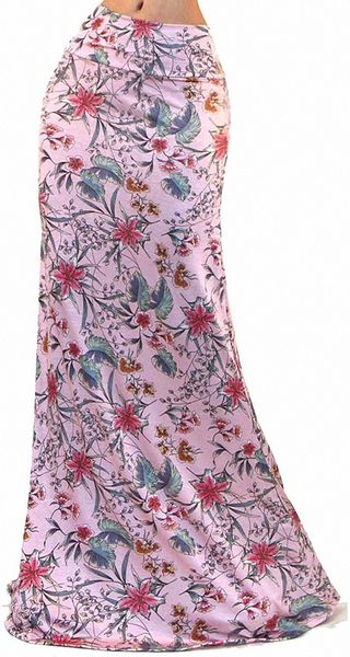 

women's usa colorful printed fold over waist long maxi skirt 16al#, Black