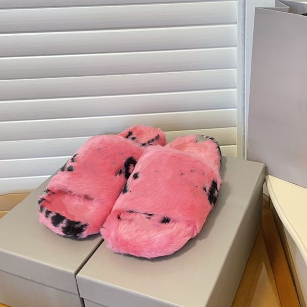 

women furry slippers fluffy faux slippers luxury brand designer shoes warm indoor flip flops fashion female size 35-41, Black