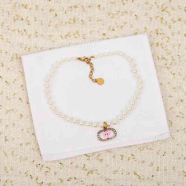 

d family female beaded clavicle chain bracelet pearl temperament letter earrings female2022 luxury brand fashion design versatile necklace, Silver