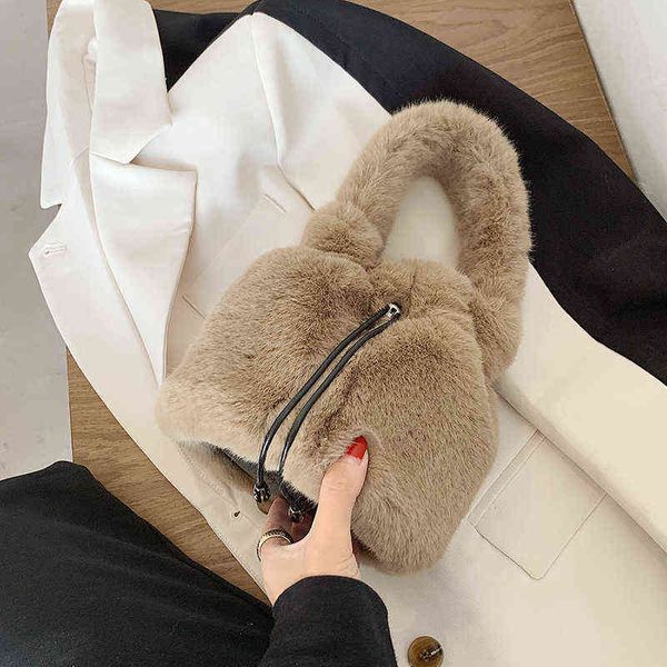 

evening bags winter small soft faux fur shoulder crossbody 2022 women brand luxury fashion lady chain totes handbags purses 220517