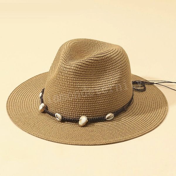 

fashion shells wide brim hats for women summer vacation beach straw hat foldable sun uv protection caps wholesale, Blue;gray
