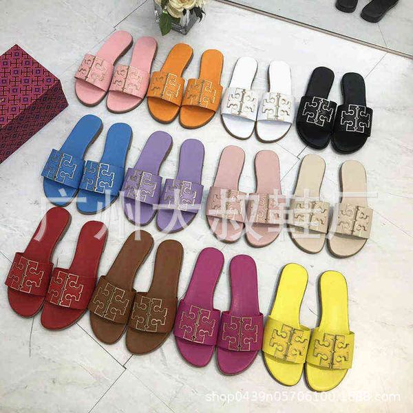 

2022 flat bottom flip flop bt color beach slipper female star same, Black