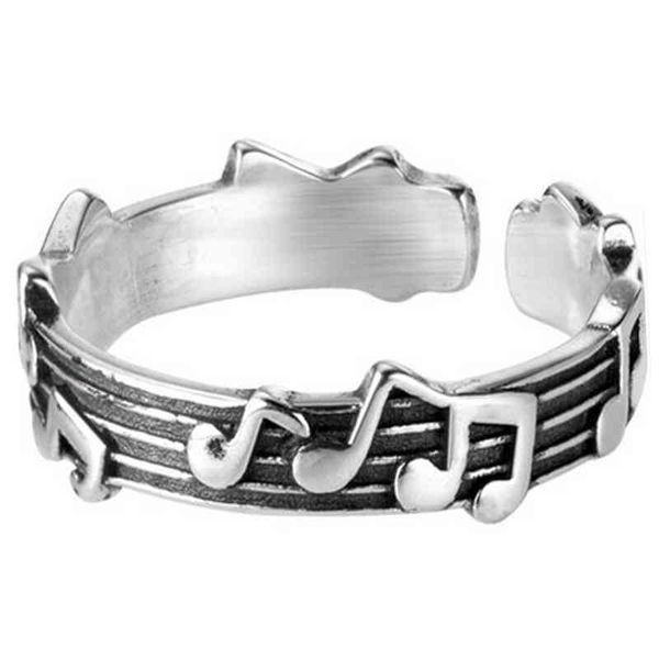 

rings notes five line score ring women's creative old opening adjustable ring jewelry new, Silver