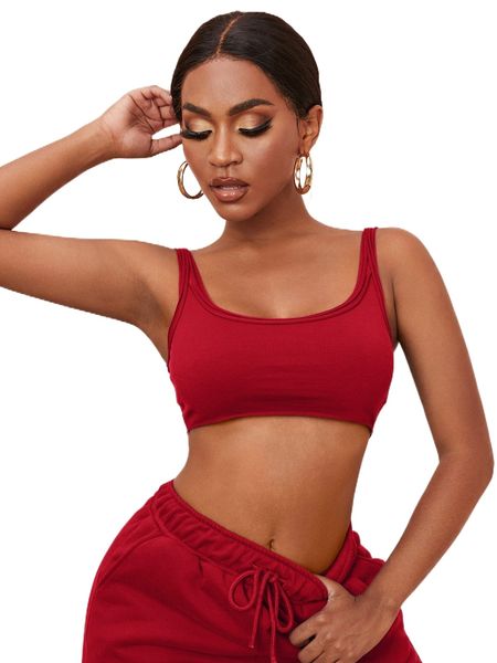 

solid cropped tank e92a#, White