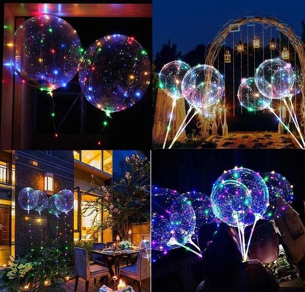 Новые светодиодные воздушные шары ночное освещение Bobo Ball Festival Cersival Balloon Wedding Decorative Ярко -более легкие воздушные шары с палкой B0706